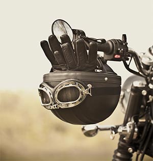 Motorcycle helmet and gloves